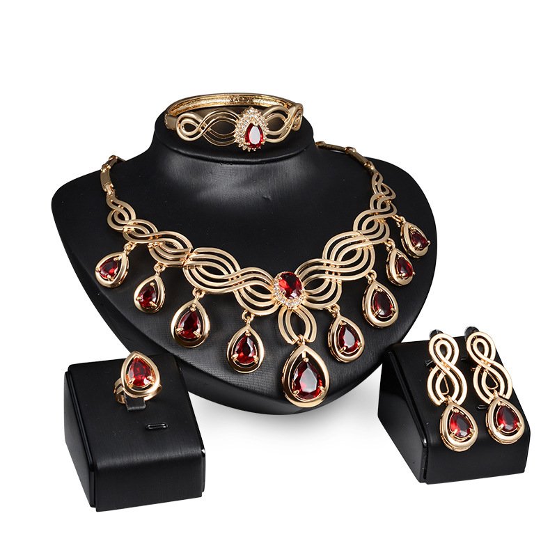 Set Jewelry Fashion Gems Necklace And Earrings Alloy Jewelry - Image 5