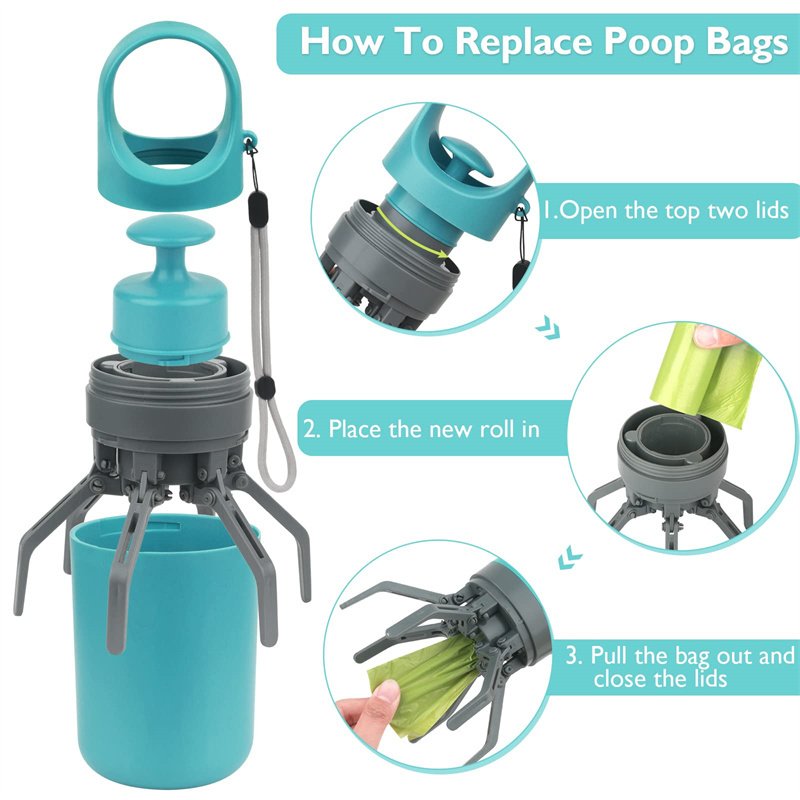 Portable Lightweight Dog Pooper Scooper With Built-in Poop Bag Dispenser Eight-claw Shovel For Pet Toilet Picker Pet Products - Image 8