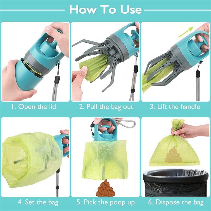 Portable Lightweight Dog Pooper Scooper With Built-in Poop Bag Dispenser Eight-claw Shovel For Pet Toilet Picker Pet Products - Image 4